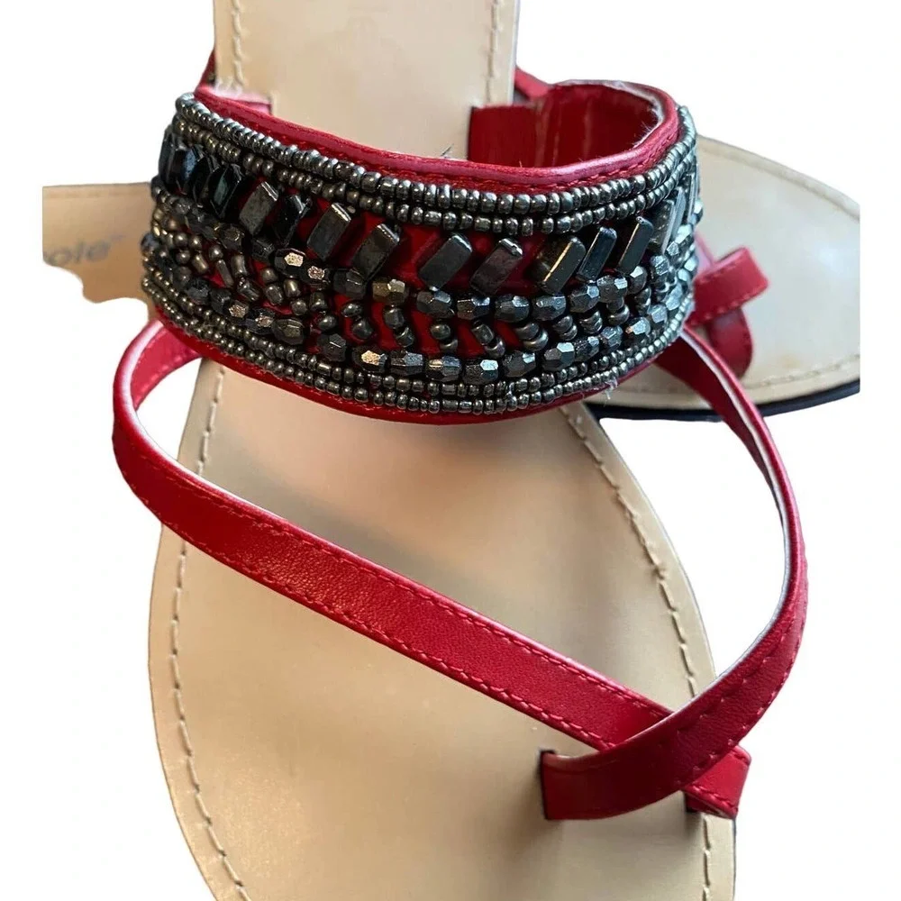 Nicole Red Jeweled Sandals‎